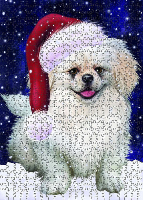 Let It Snow Happy Holidays Pekingese Dog Christmas Puzzle with Photo Tin PUZL609