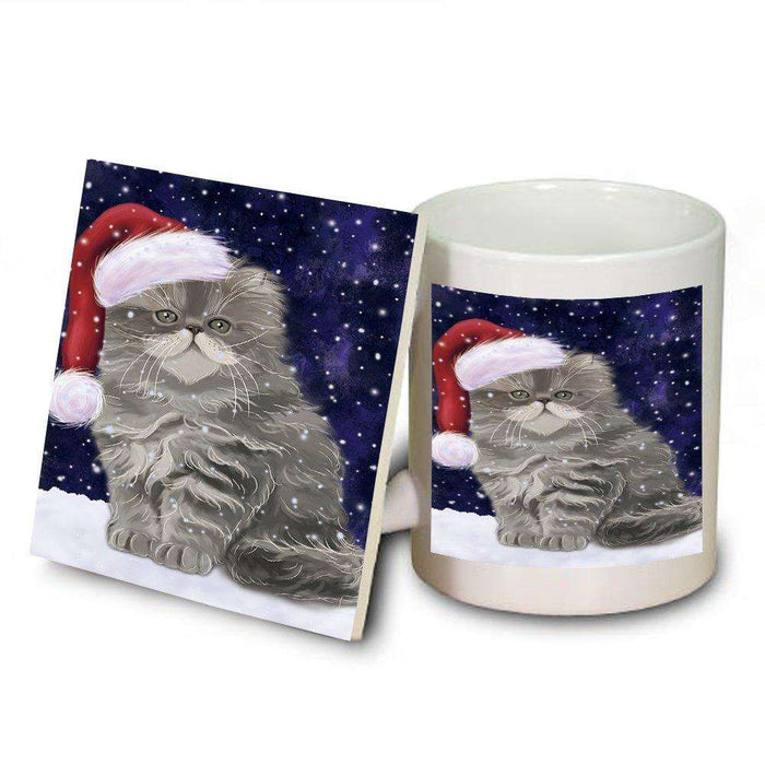 Let It Snow Happy Holidays Persian Cat Christmas Mug and Coaster Set MUC0283