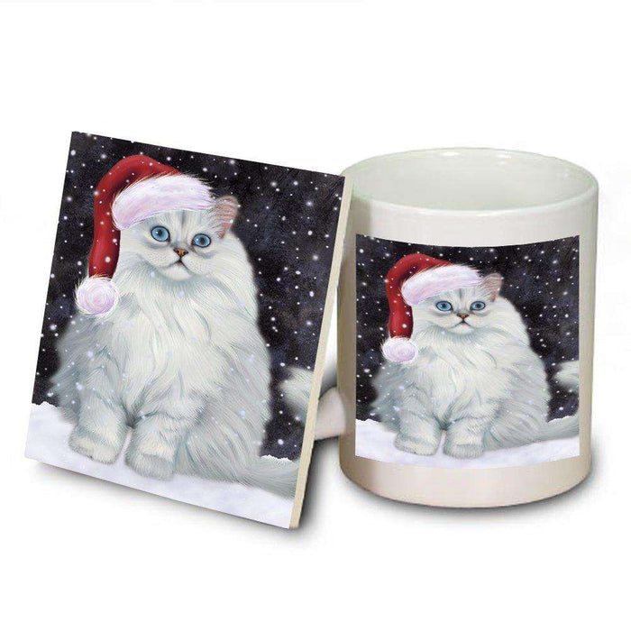 Let It Snow Happy Holidays Persian Cat Christmas Mug and Coaster Set MUC0451