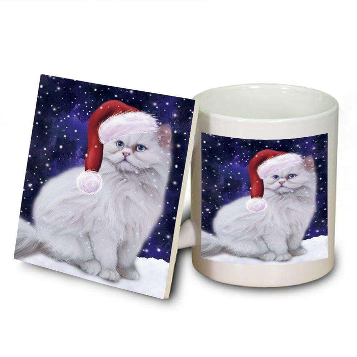 Let It Snow Happy Holidays Persian Cat Christmas Mug and Coaster Set MUC0452