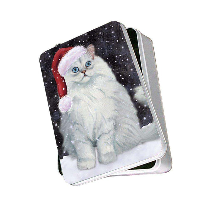 Let It Snow Happy Holidays Persian Cat Christmas Photo Storage Tin PTIN0451