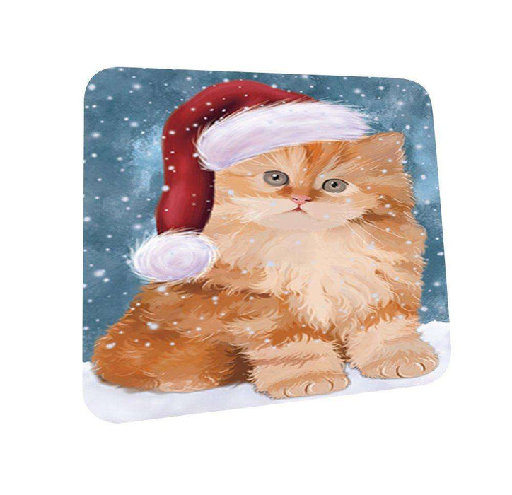 Let It Snow Happy Holidays Persian Kitten Christmas Coasters CST337 (Set of 4)