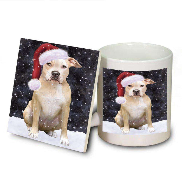 Let It Snow Happy Holidays Pit Bull Christmas Mug and Coaster Set MUC0285