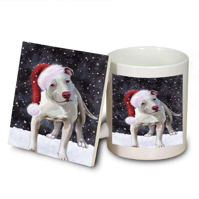 Let It Snow Happy Holidays Pit Bull Christmas Mug and Coaster Set MUC0286