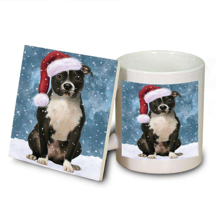 Let It Snow Happy Holidays Pit Bull Christmas Mug and Coaster Set MUC0287