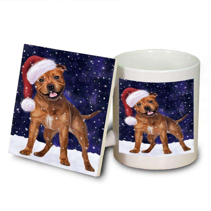 Let It Snow Happy Holidays Pit Bull Christmas Mug and Coaster Set MUC0288