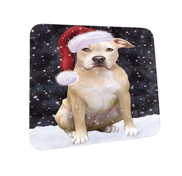 Let It Snow Happy Holidays Pit Bull Dog Christmas Coasters CST191 (Set of 4)