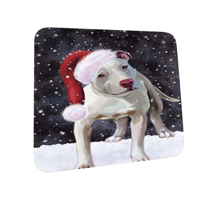 Let It Snow Happy Holidays Pit Bull Dog Christmas Coasters CST192 (Set of 4)
