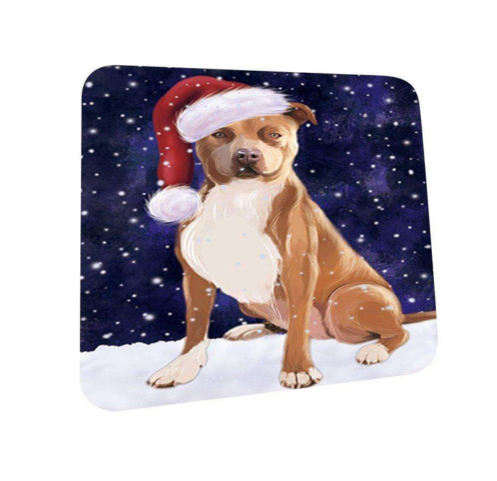 Let It Snow Happy Holidays Pit Bull Dog Christmas Coasters CST326 (Set of 4)