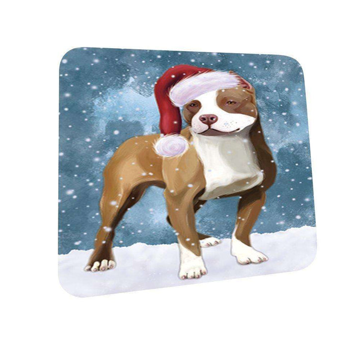 Let It Snow Happy Holidays Pit Bull Dog Christmas Coasters CST327 (Set of 4)