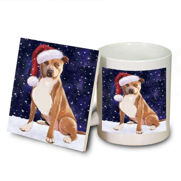 Let It Snow Happy Holidays Pit Bull Dog Christmas Mug and Coaster Set MUC0454