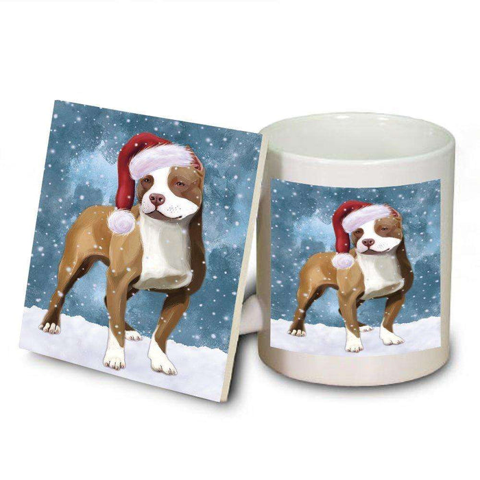 Let It Snow Happy Holidays Pit Bull Dog Christmas Mug and Coaster Set MUC0455