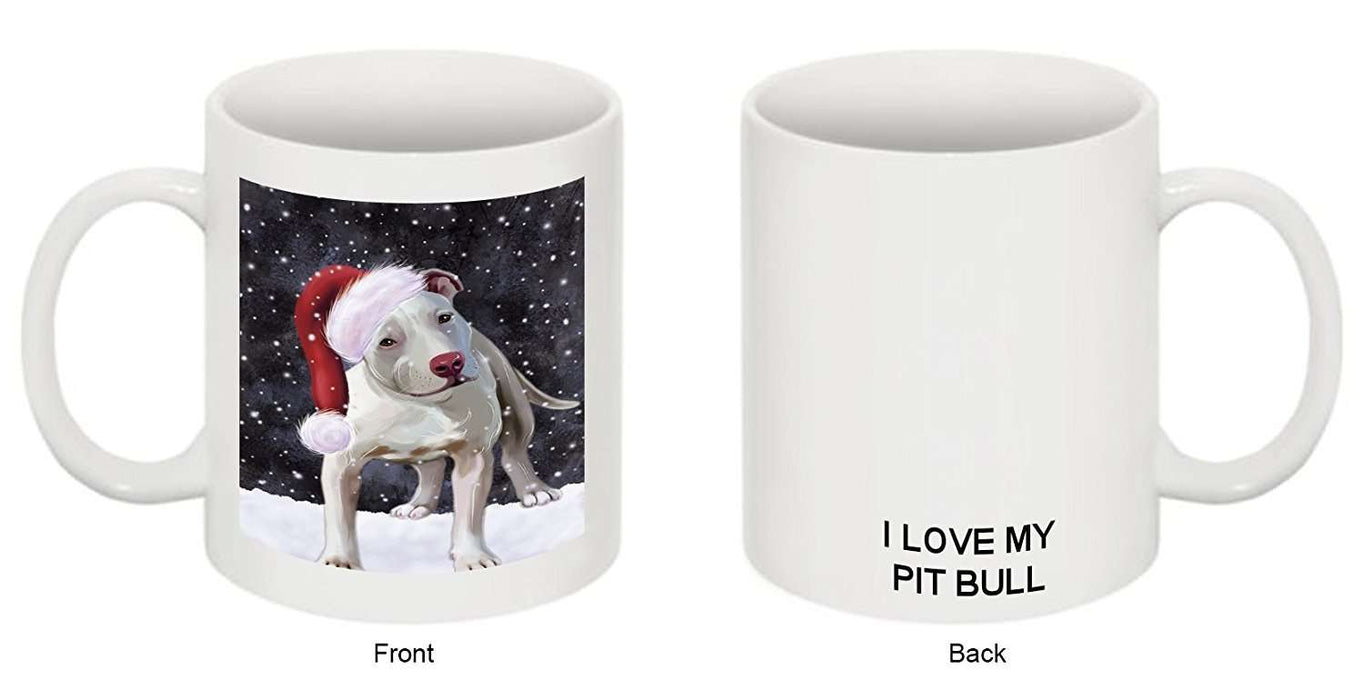 Let It Snow Happy Holidays Pit Bull Dog Christmas Mug CMG0309