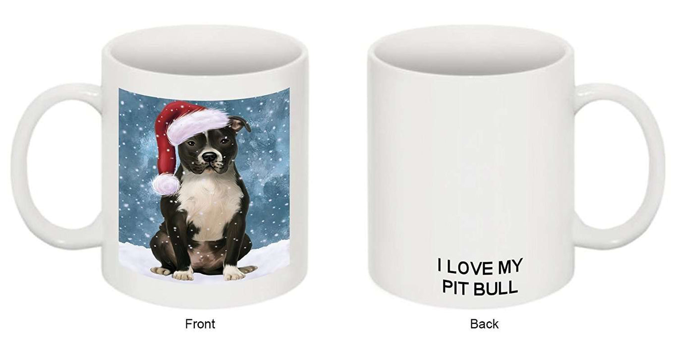 Let It Snow Happy Holidays Pit Bull Dog Christmas Mug CMG0310