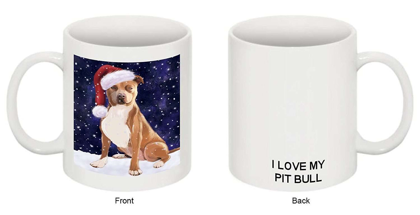 Let It Snow Happy Holidays Pit Bull Dog Christmas Mug CMG0454