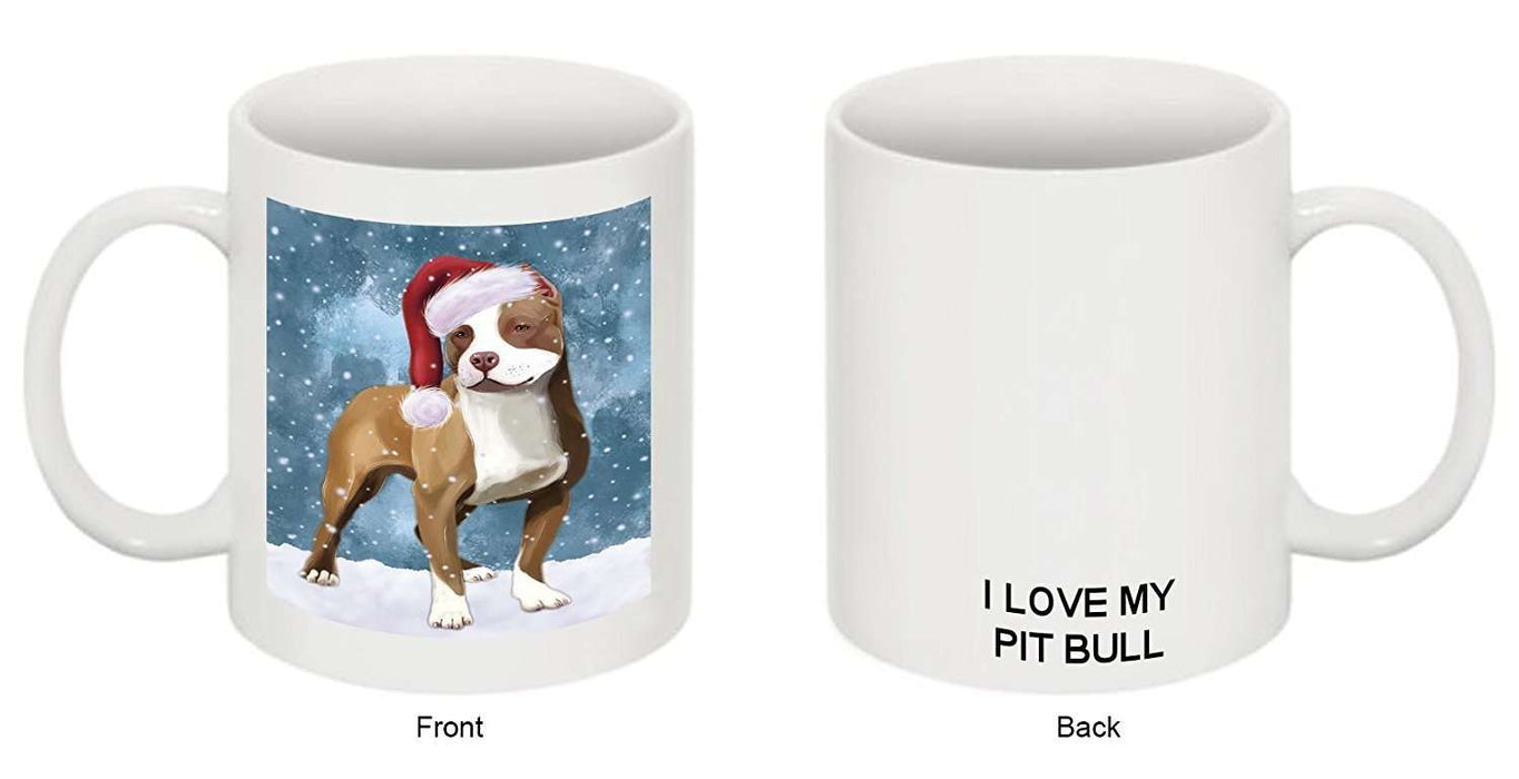 Let It Snow Happy Holidays Pit Bull Dog Christmas Mug CMG0455