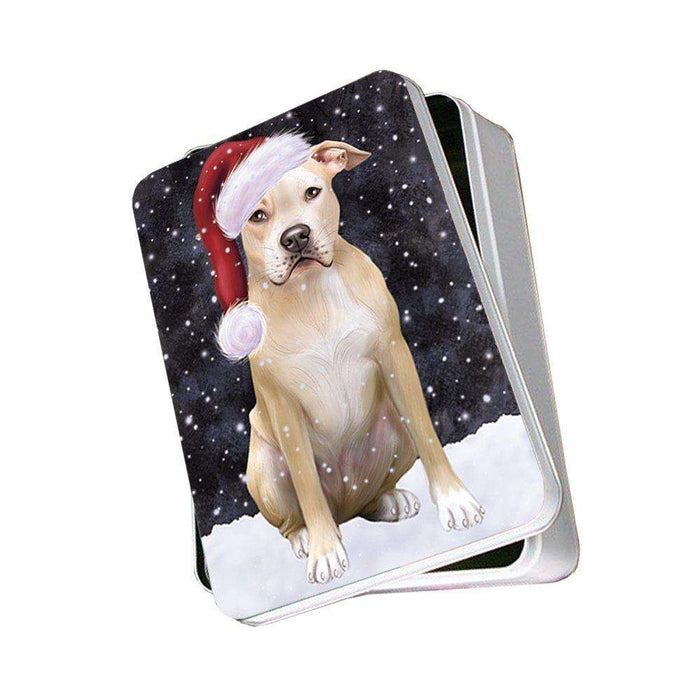Let It Snow Happy Holidays Pit Bull Dog Christmas Photo Storage Tin PTIN0285