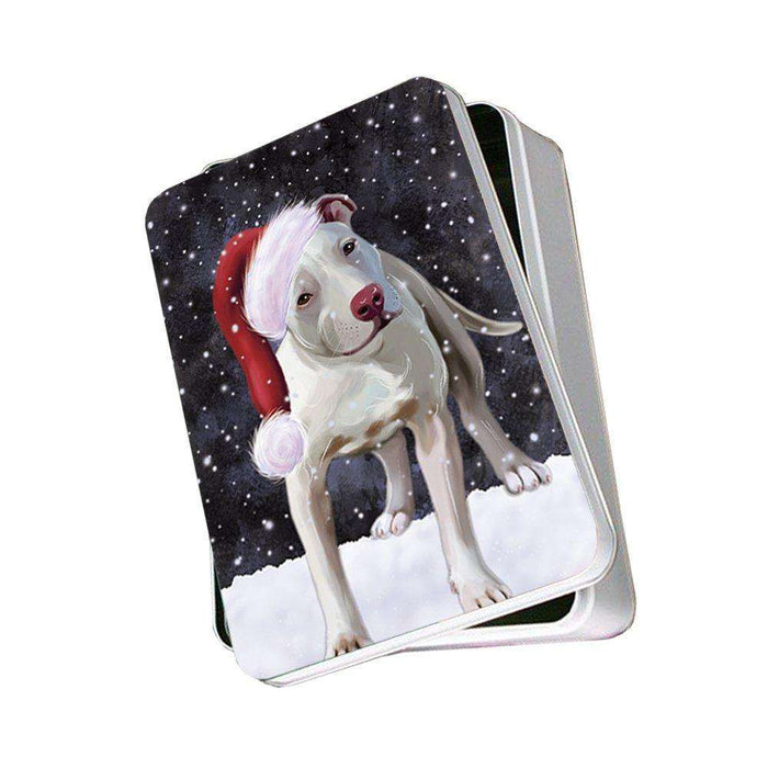 Let It Snow Happy Holidays Pit Bull Dog Christmas Photo Storage Tin PTIN0286