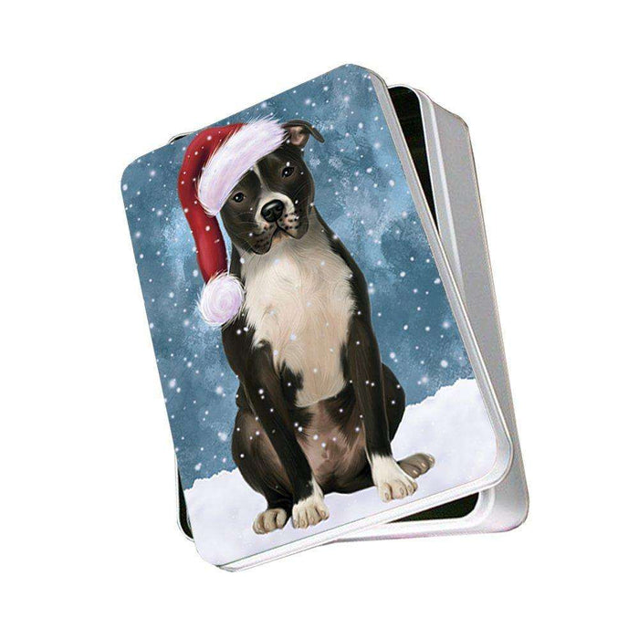 Let It Snow Happy Holidays Pit Bull Dog Christmas Photo Storage Tin PTIN0287