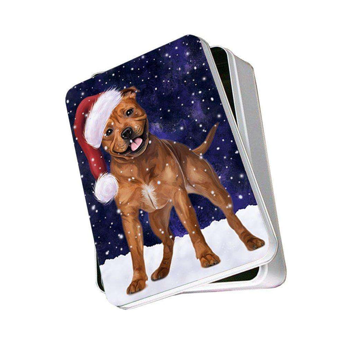 Let It Snow Happy Holidays Pit Bull Dog Christmas Photo Storage Tin PTIN0288