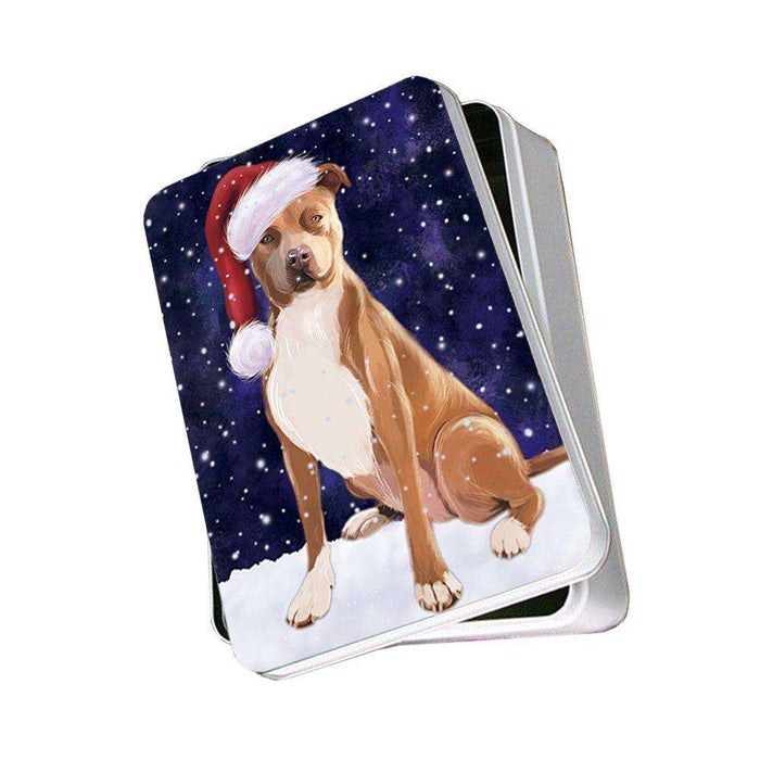 Let It Snow Happy Holidays Pit Bull Dog Christmas Photo Storage Tin PTIN0454