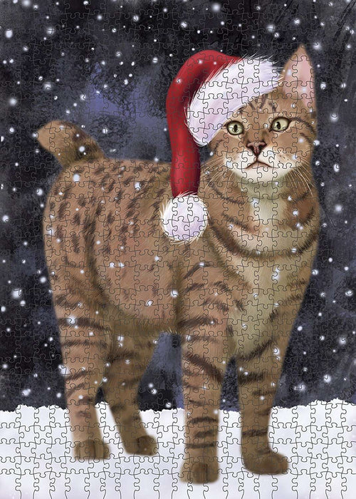 Let It Snow Happy Holidays Pixie-bob Cat Christmas Puzzle with Photo Tin PUZL639