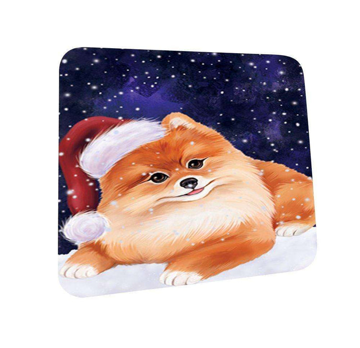 Let It Snow Happy Holidays Pomeranian Dog Christmas Coasters CST195 (Set of 4)