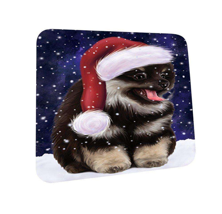 Let It Snow Happy Holidays Pomeranian Spitz Dog Christmas Coasters CST196 (Set of 4)