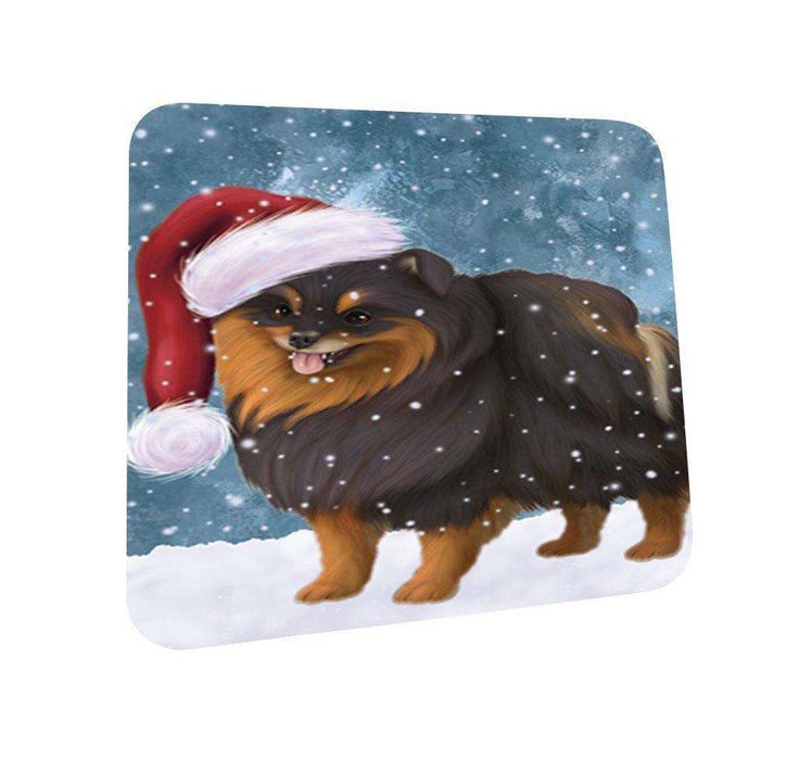 Let It Snow Happy Holidays Pomeranian Spitz Dog Christmas Coasters CST197 (Set of 4)