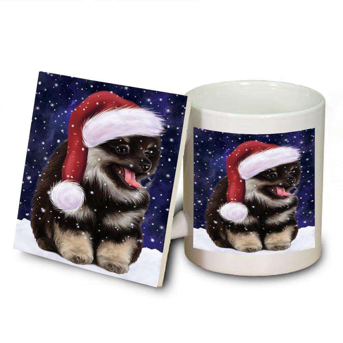 Let It Snow Happy Holidays Pomeranian Spitz Dog Christmas Mug and Coaster Set MUC0290