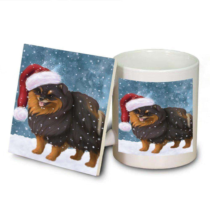 Let It Snow Happy Holidays Pomeranian Spitz Dog Christmas Mug and Coaster Set MUC0291