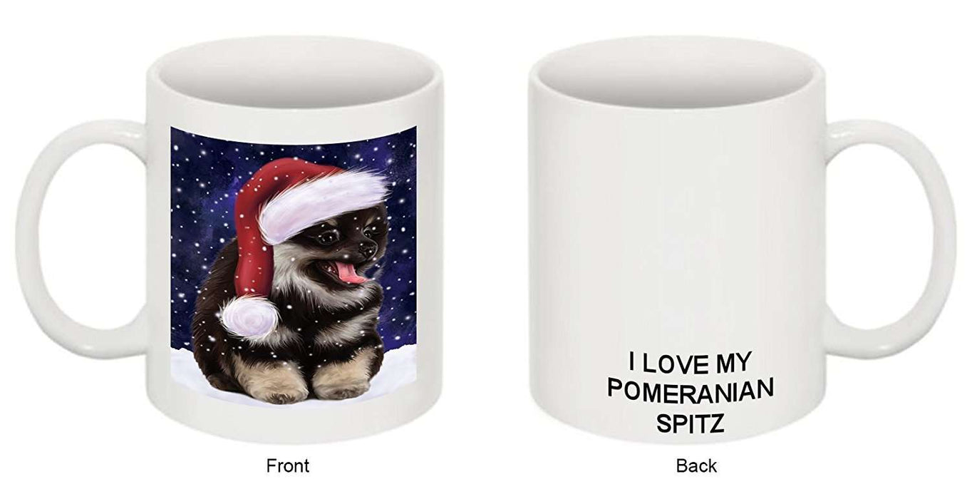 Let It Snow Happy Holidays Pomeranian Spitz Dog Christmas Mug CMG0313