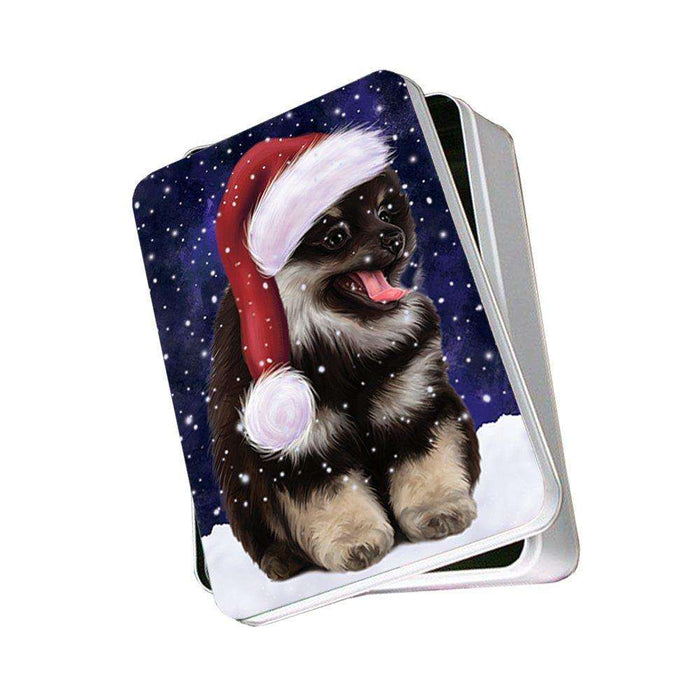 Let It Snow Happy Holidays Pomeranian Spitz Dog Christmas Photo Storage Tin PTIN0290