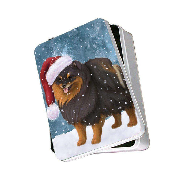 Let It Snow Happy Holidays Pomeranian Spitz Dog Christmas Photo Storage Tin PTIN0291