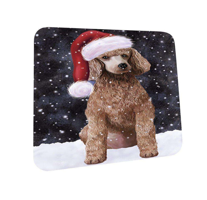 Let It Snow Happy Holidays Poodle Apricot Dog Christmas Coasters CST328 (Set of 4)