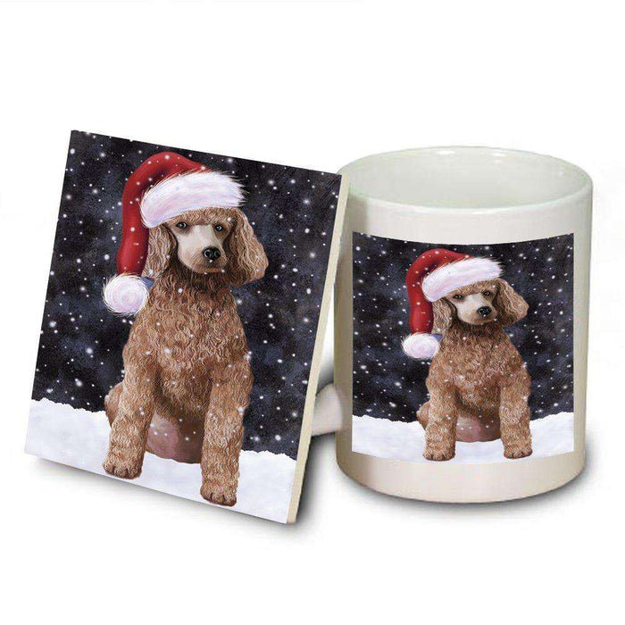 Let It Snow Happy Holidays Poodle Apricot Dog Christmas Mug and Coaster Set MUC0456