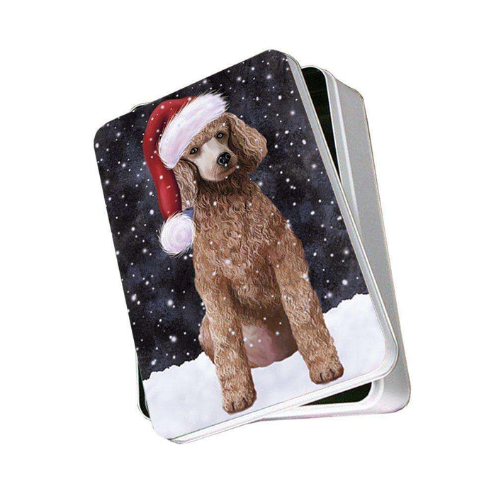 Let It Snow Happy Holidays Poodle Apricot Dog Christmas Photo Storage Tin PTIN0456