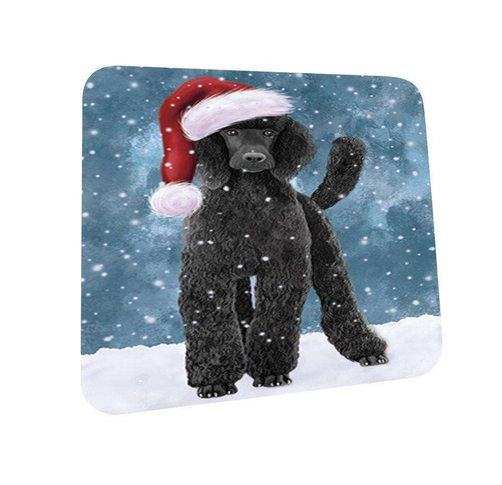 Let It Snow Happy Holidays Poodle Black Dog Christmas Coasters CST329 (Set of 4)