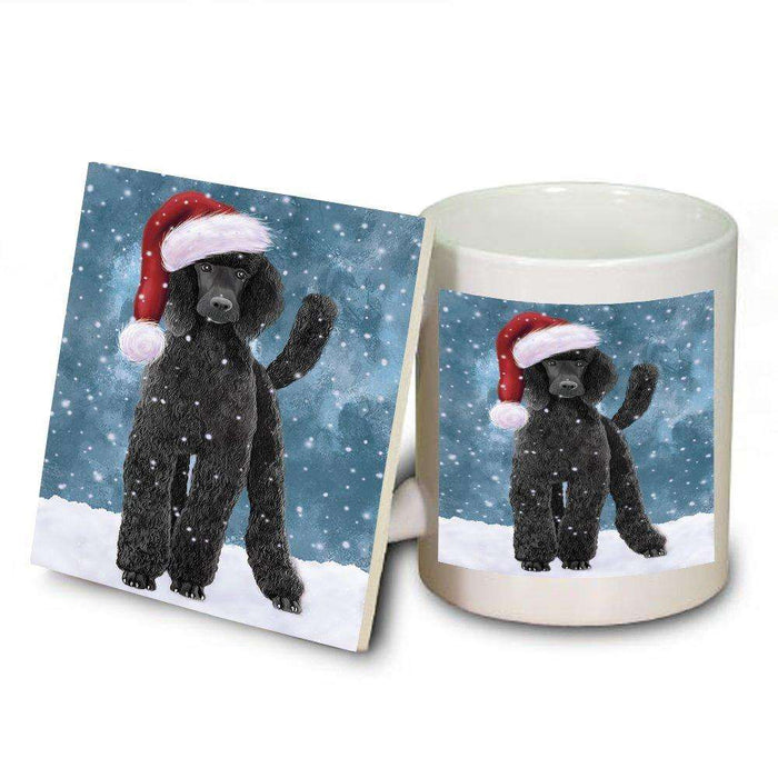 Let It Snow Happy Holidays Poodle Black Dog Christmas Mug and Coaster Set MUC0457