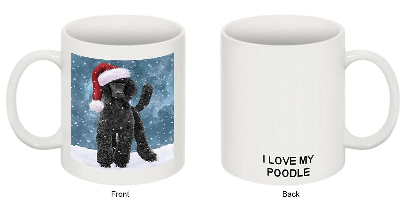 Let It Snow Happy Holidays Poodle Black Dog Christmas Mug CMG0457