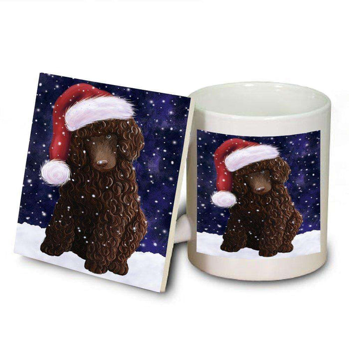 Let It Snow Happy Holidays Poodle Brown Dog Christmas Mug and Coaster Set MUC0458