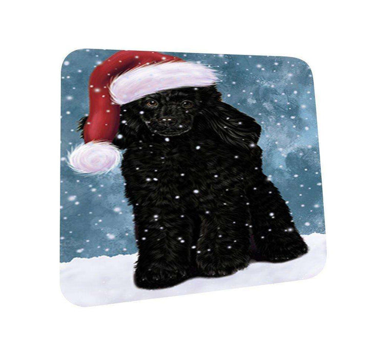 Let It Snow Happy Holidays Poodle Dog Christmas Coasters CST199 (Set of 4)