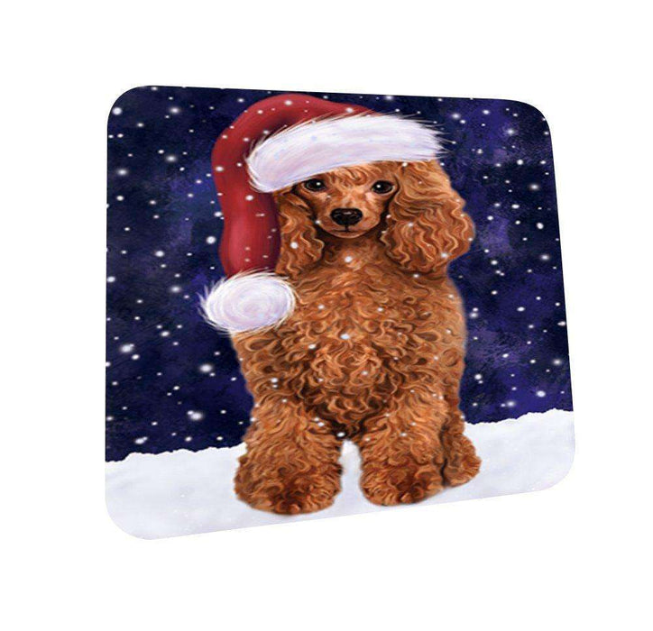 Let It Snow Happy Holidays Poodle Dog Christmas Coasters CST338 (Set of 4)