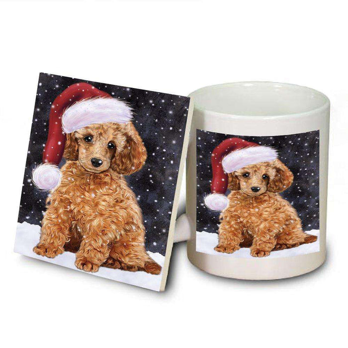 Let It Snow Happy Holidays Poodle Dog Christmas Mug and Coaster Set MUC0292