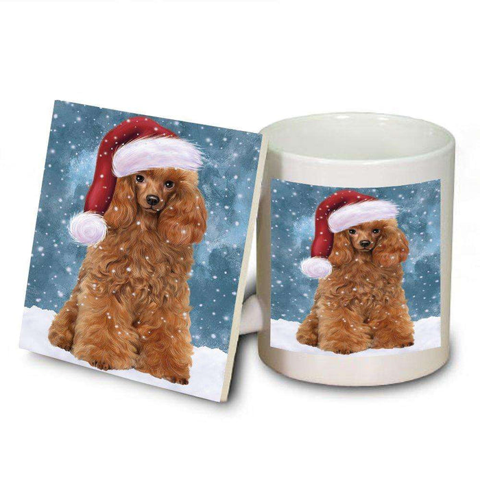 Let It Snow Happy Holidays Poodle Dog Christmas Mug and Coaster Set MUC0460