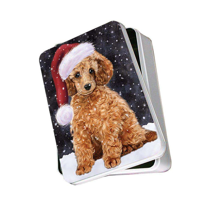 Let It Snow Happy Holidays Poodle Dog Christmas Photo Storage Tin PTIN0292