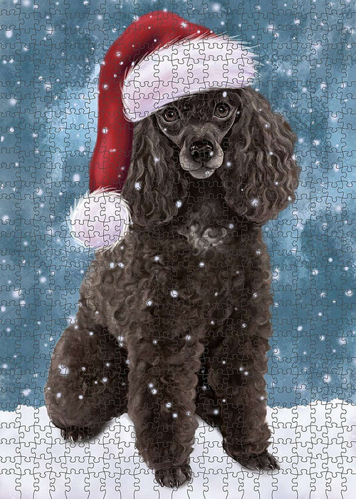 Let It Snow Happy Holidays Poodle Dog Christmas Puzzle  PUZL2178