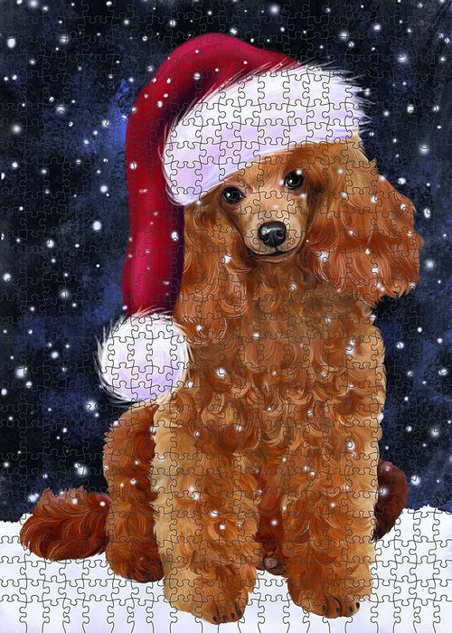 Let It Snow Happy Holidays Poodle Dog Christmas Puzzle  PUZL666