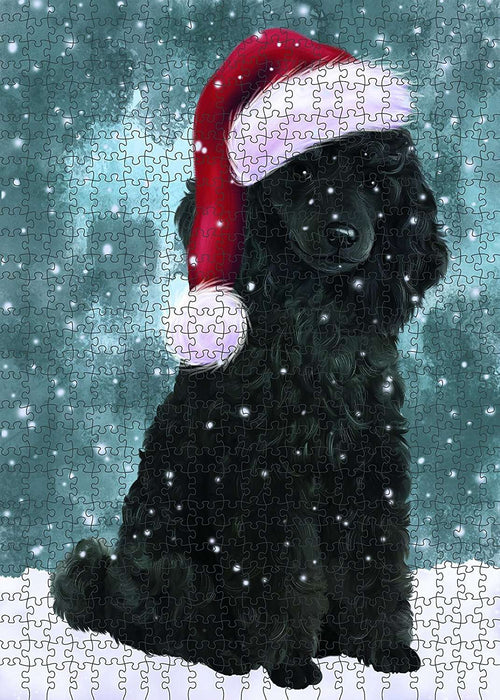 Let It Snow Happy Holidays Poodle Dog Christmas Puzzle  PUZL672