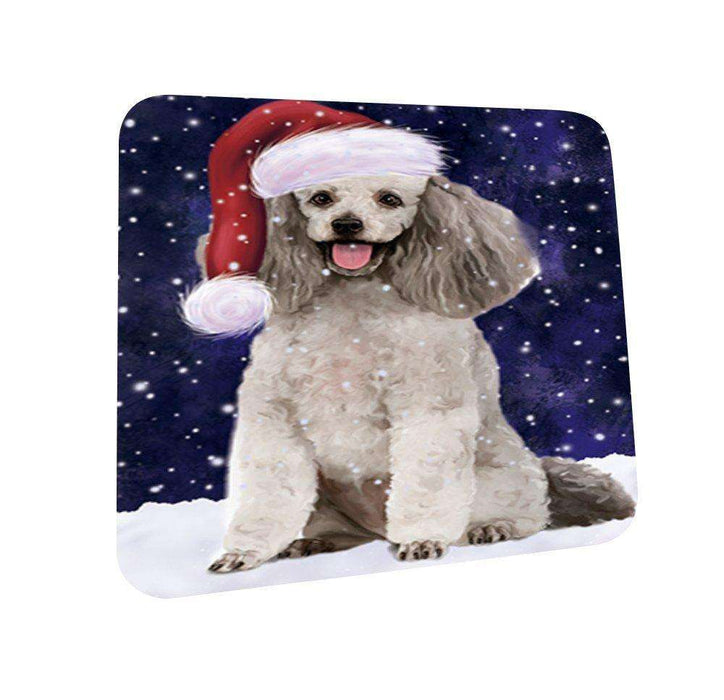 Let It Snow Happy Holidays Poodle Grey Dog Christmas Coasters CST200 (Set of 4)